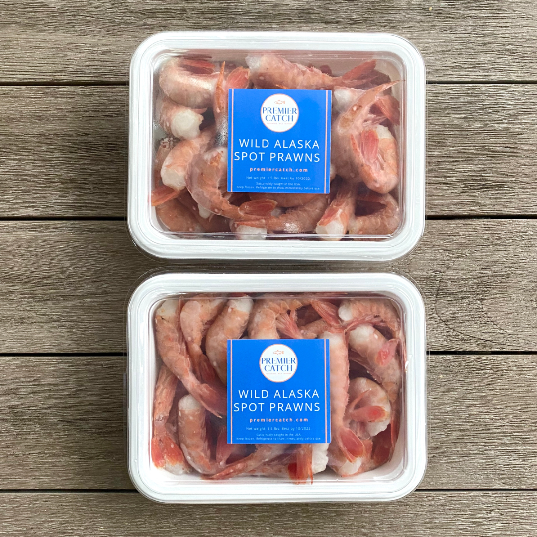 Premier Catch wild Alaskan spot prawns retail package