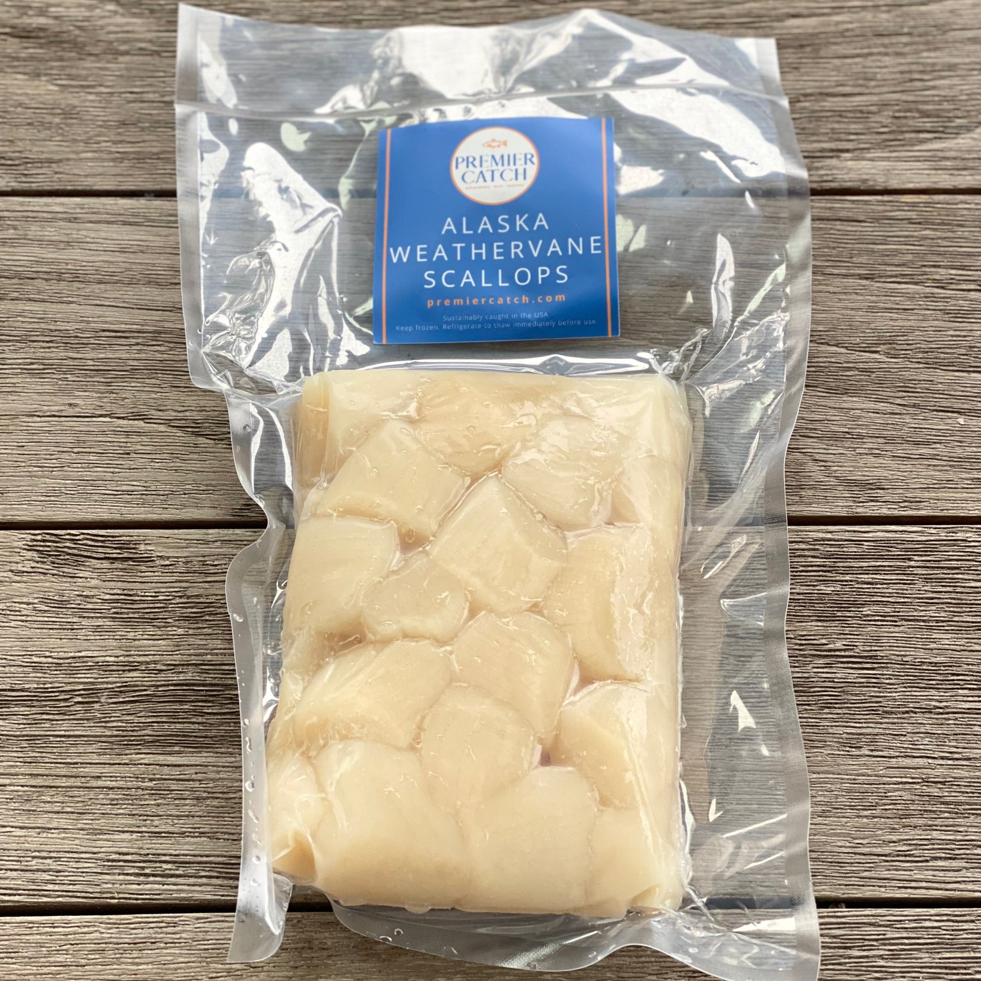 Premier Catch wild Alaska weathervane scallops retail package
